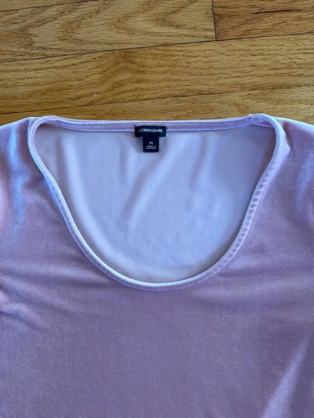 Light Pink Velvet Scoopneck Long Sleeve Bodysuit J Crew Size M